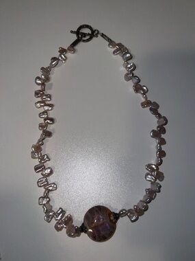 Handcrafted Pink Pearl and Glass Bead Necklace - Brand